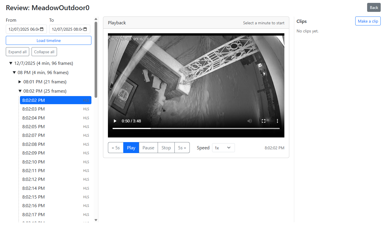 Review timeline and playback controls